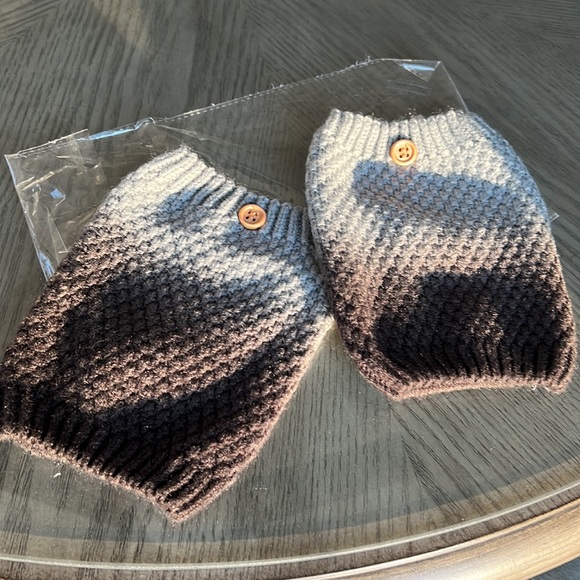 Dark Grey & Grey Ombre Knit Button Boot Cuffs - Picture 2 of 3